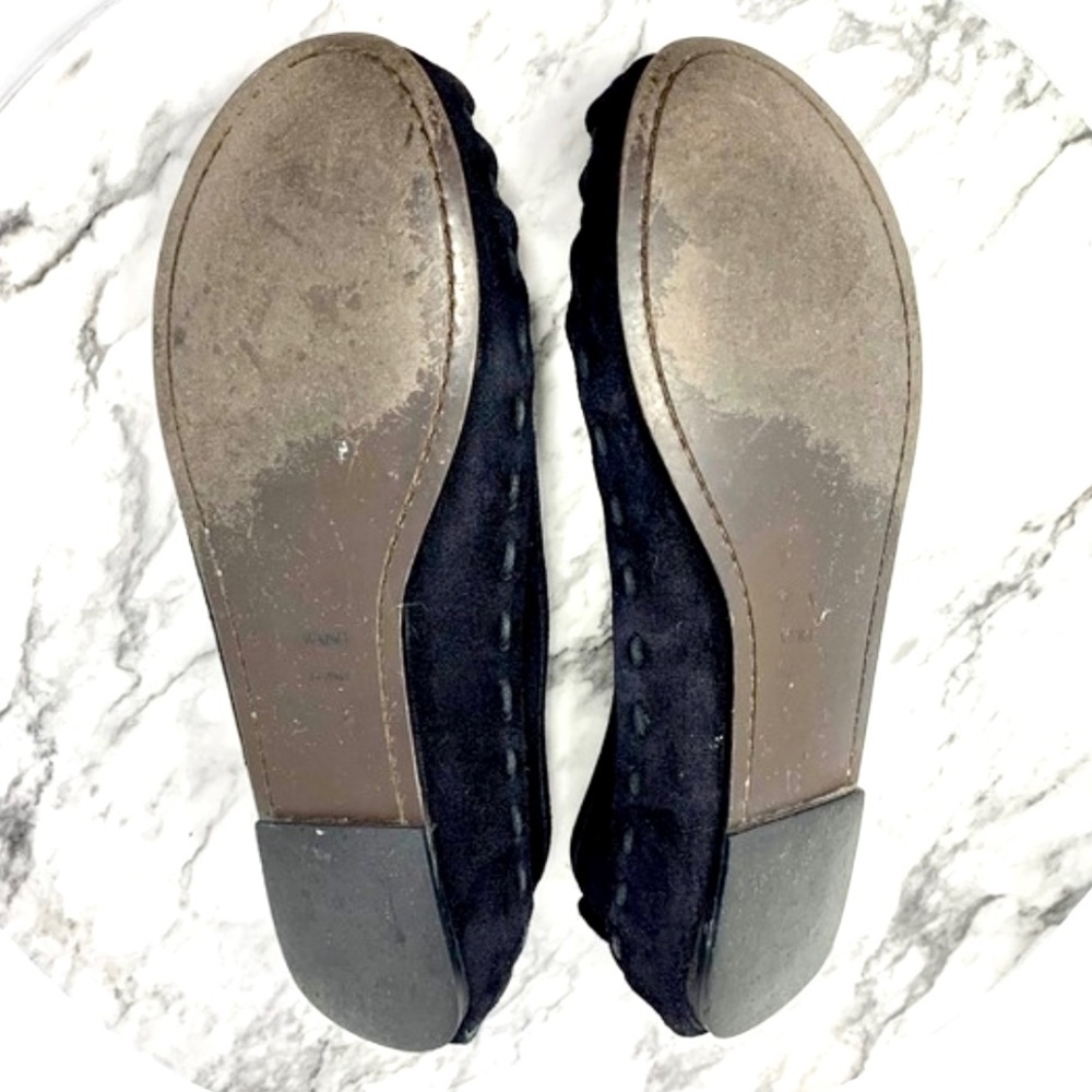 Vera Wang Lavender Label Embellished Black Suede Moccasin Flats 6.5 Edgy Casual - Picture 7 of 16